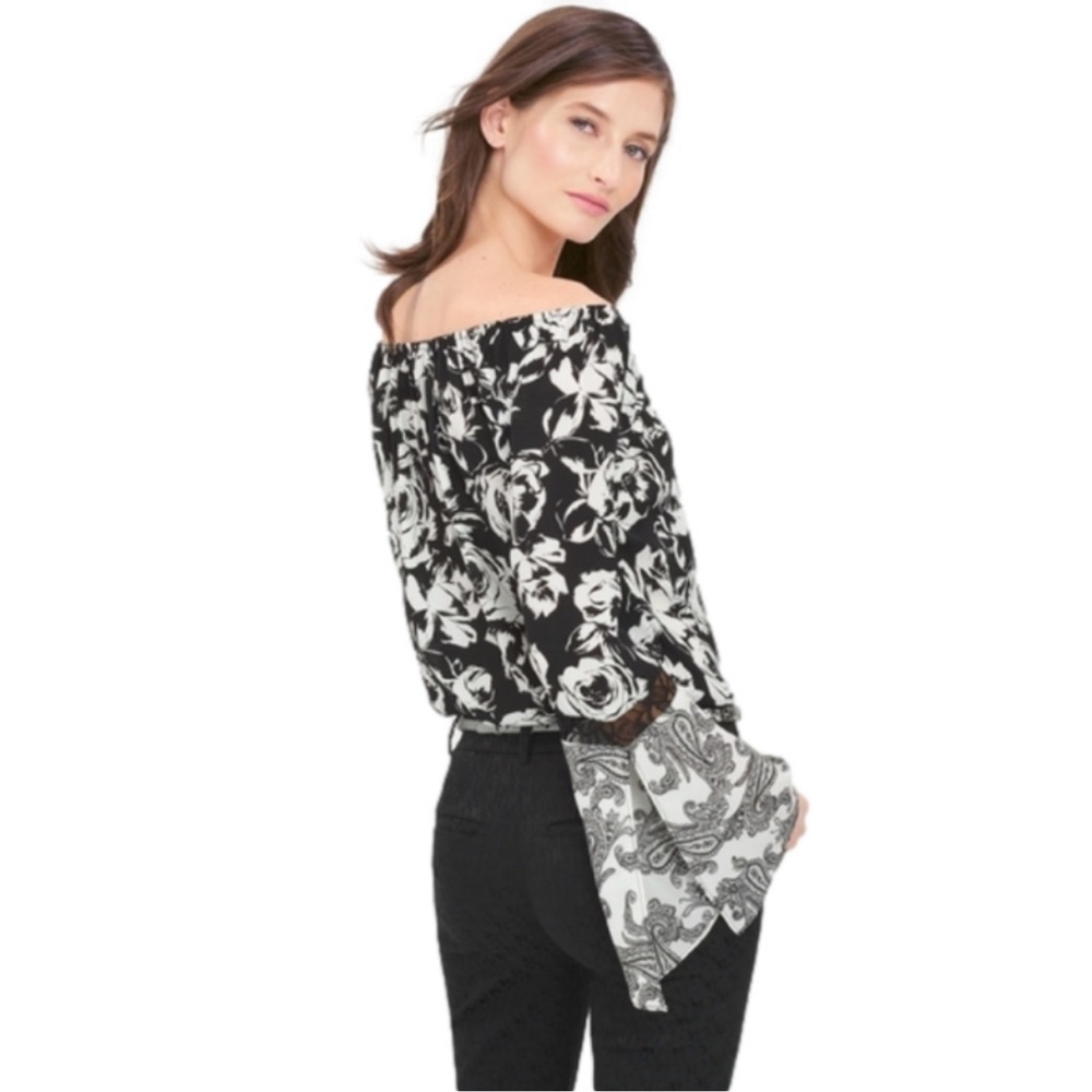 White House Black Market Blouse w/Flared Sleeve Small - Picture 1 of 7